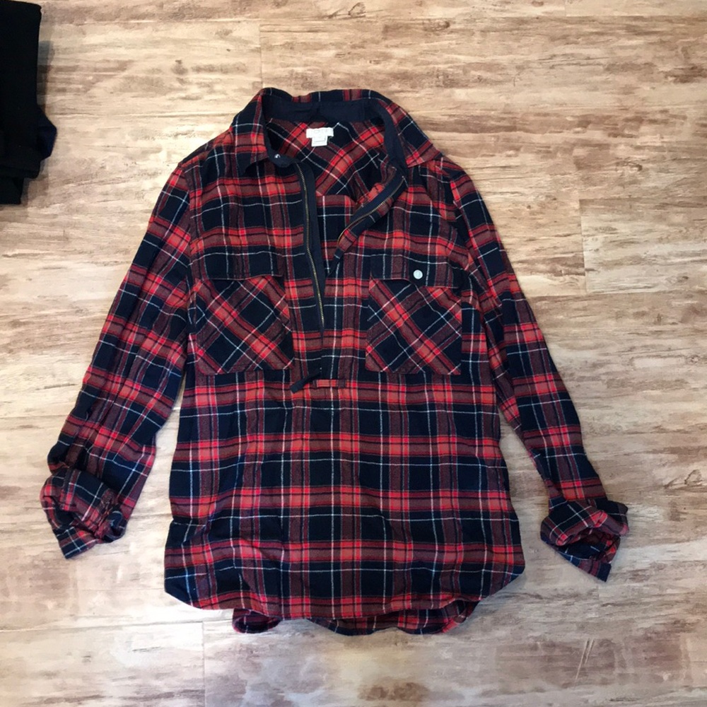 J Crew quarter-zip flannel